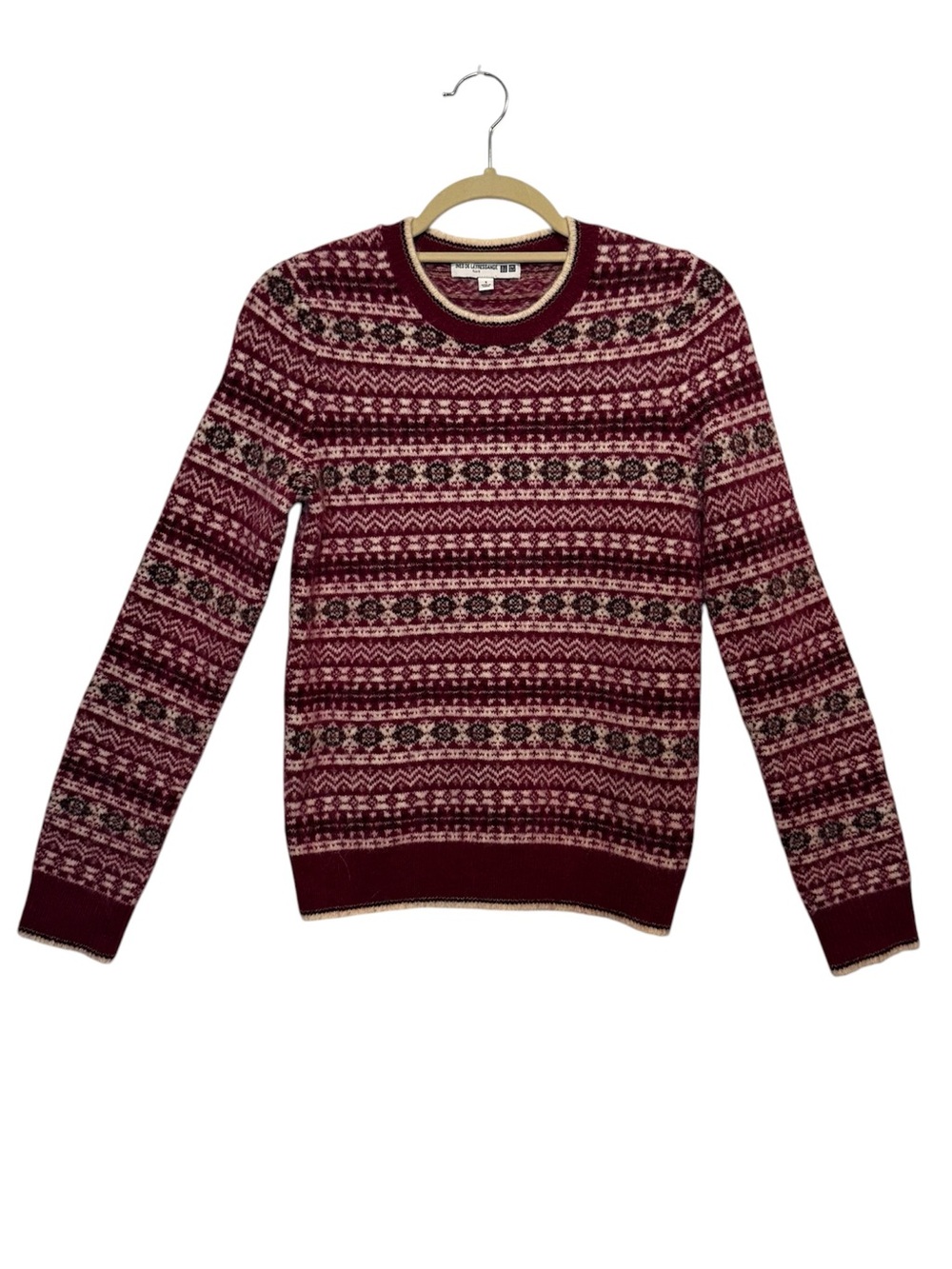 Uniqlo X Ines De La Fressange Fair Isle Wool Blend Sweater Size Small Burgundy
